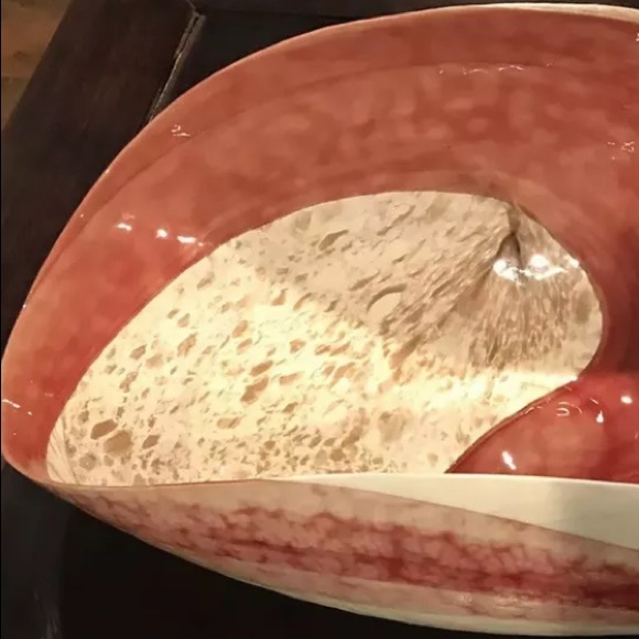 Gorgeous Venetian Yen and Yang Folded Rim Hand Made Large Centerpiece Bowl - Picture 2 of 3